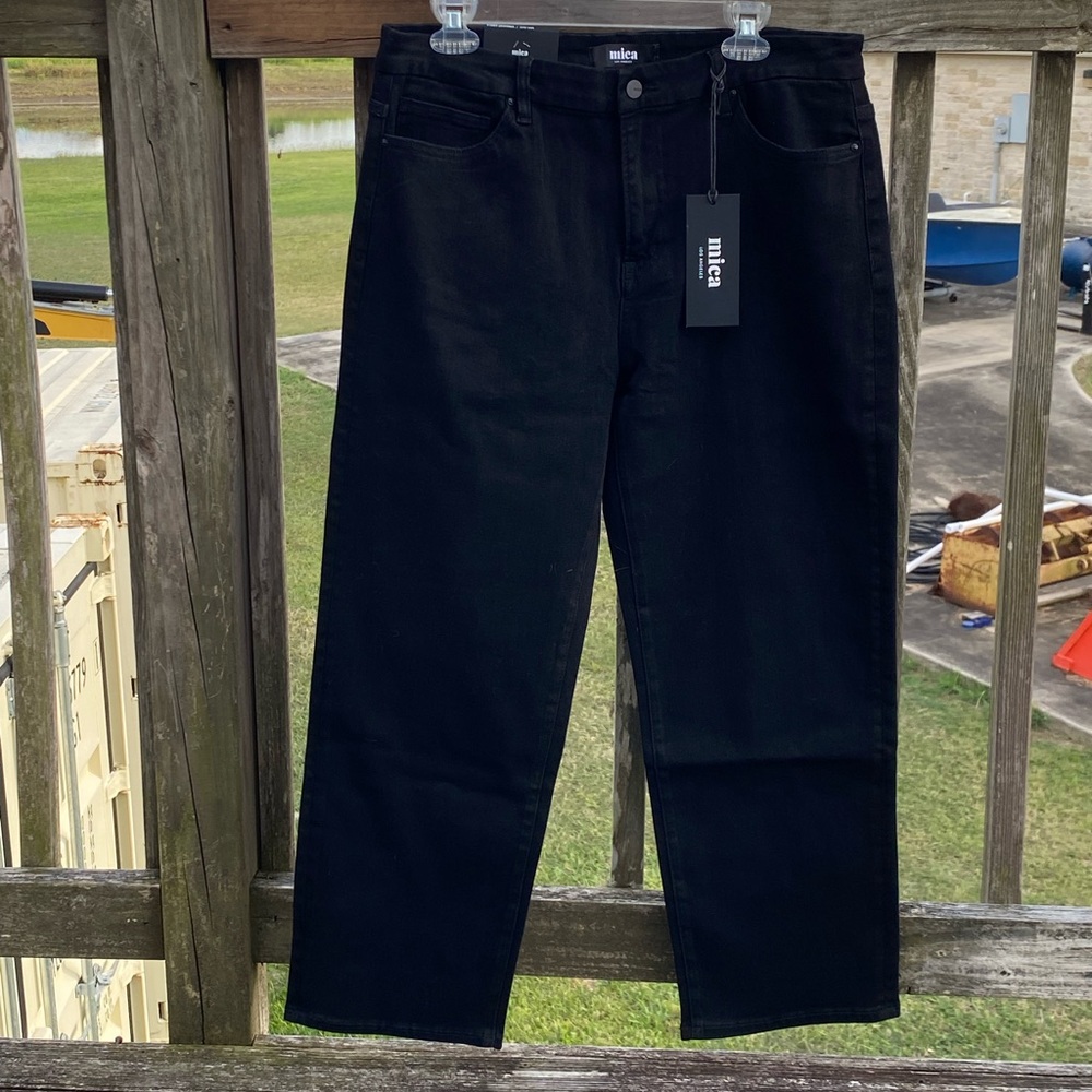 Black women straight leg mid rise Jeans by mica